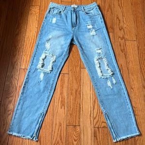 PRINCESS POLLY STRAIGHT LEG DISTRESSED JEANS
